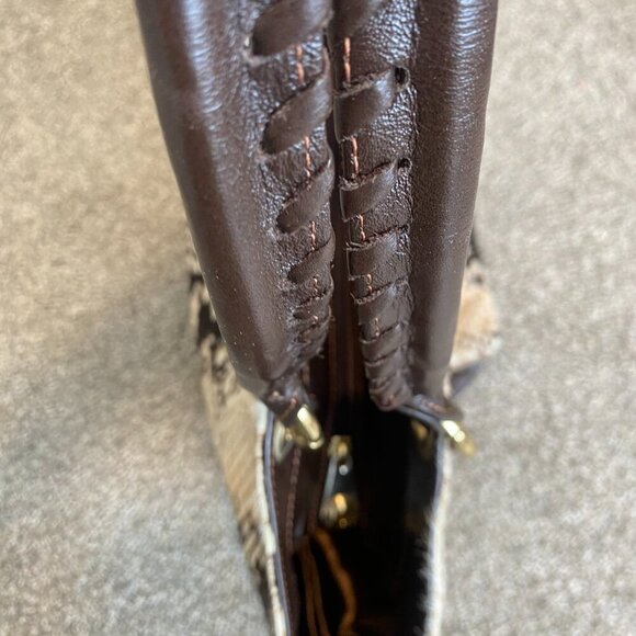 PULICATI ITALY Snake Pattern Calf Hair Leather Large Handbag Tote Bag Purse - Picture 8 of 16